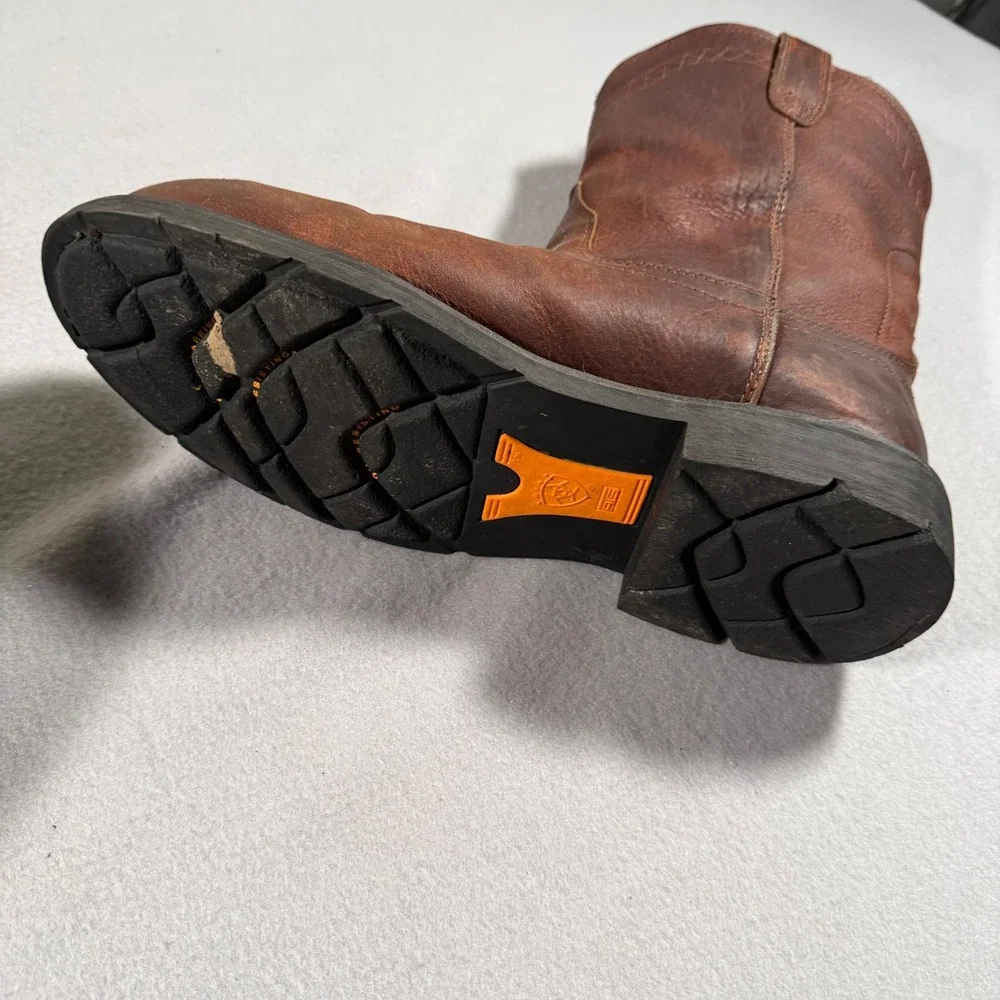 Ariat Groundbreaker Mens Brown Leather Waterproof Steel Toe Work Boots 10.5EE